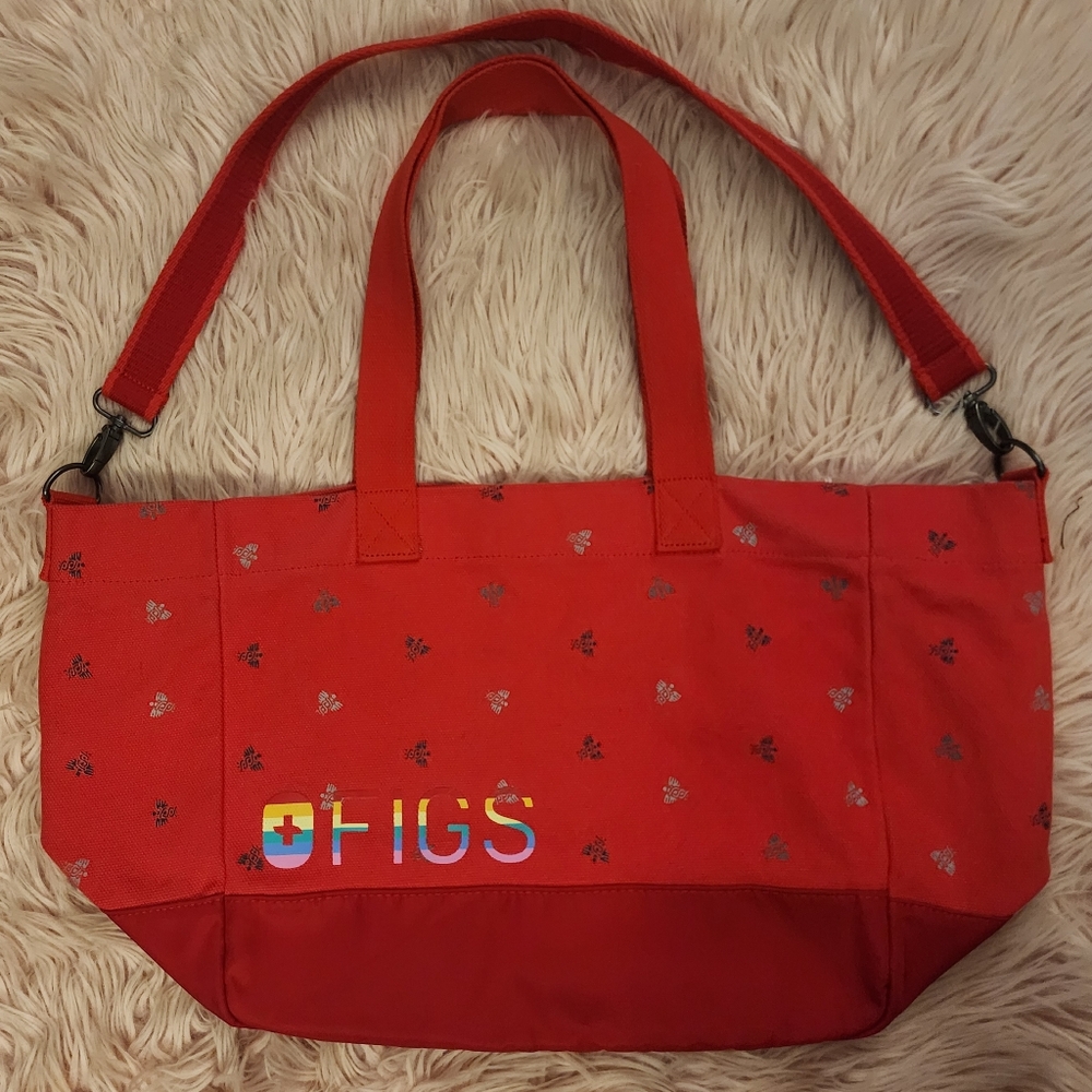 Figs Red Rainbow Caduceus Laminated Large U Tote Bag Pride - Picture 2 of 15